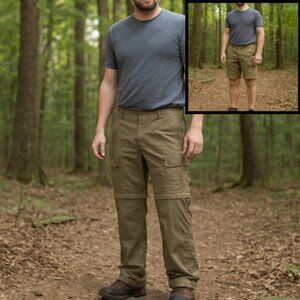 White Sierra Men's Convertible Adventure Pants XL Khaki Zip Off Cargo Outdoors